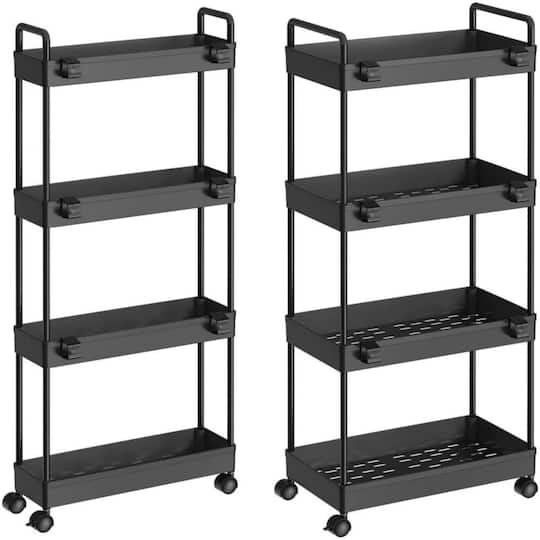 Black 4-Tier Slim Storage Cart Set